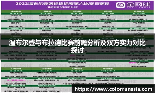 温布尔登与布拉德比赛前瞻分析及双方实力对比探讨